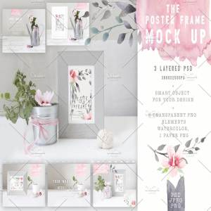 海报画报框样机 Poster frame mockups