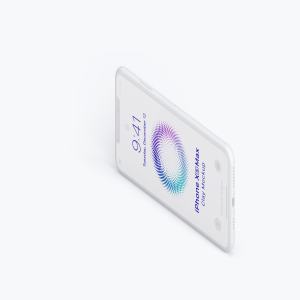iPhone XS Max智能手机屏幕界面效果预览右视图样机03 Isometric Clay iPhone XS Max Mockup, Right View 03