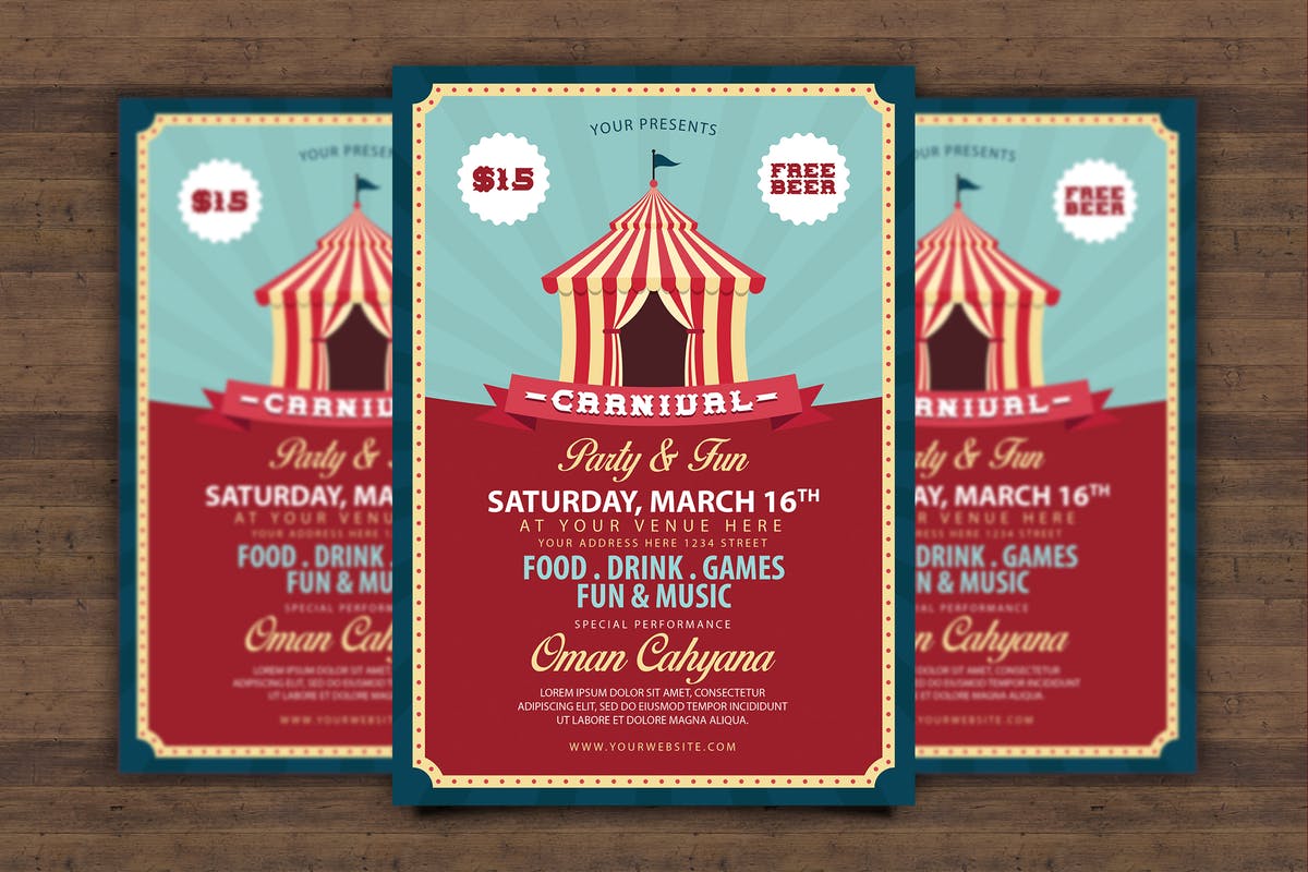 国际马戏团嘉年华活动海报模板 Carnival Flyer