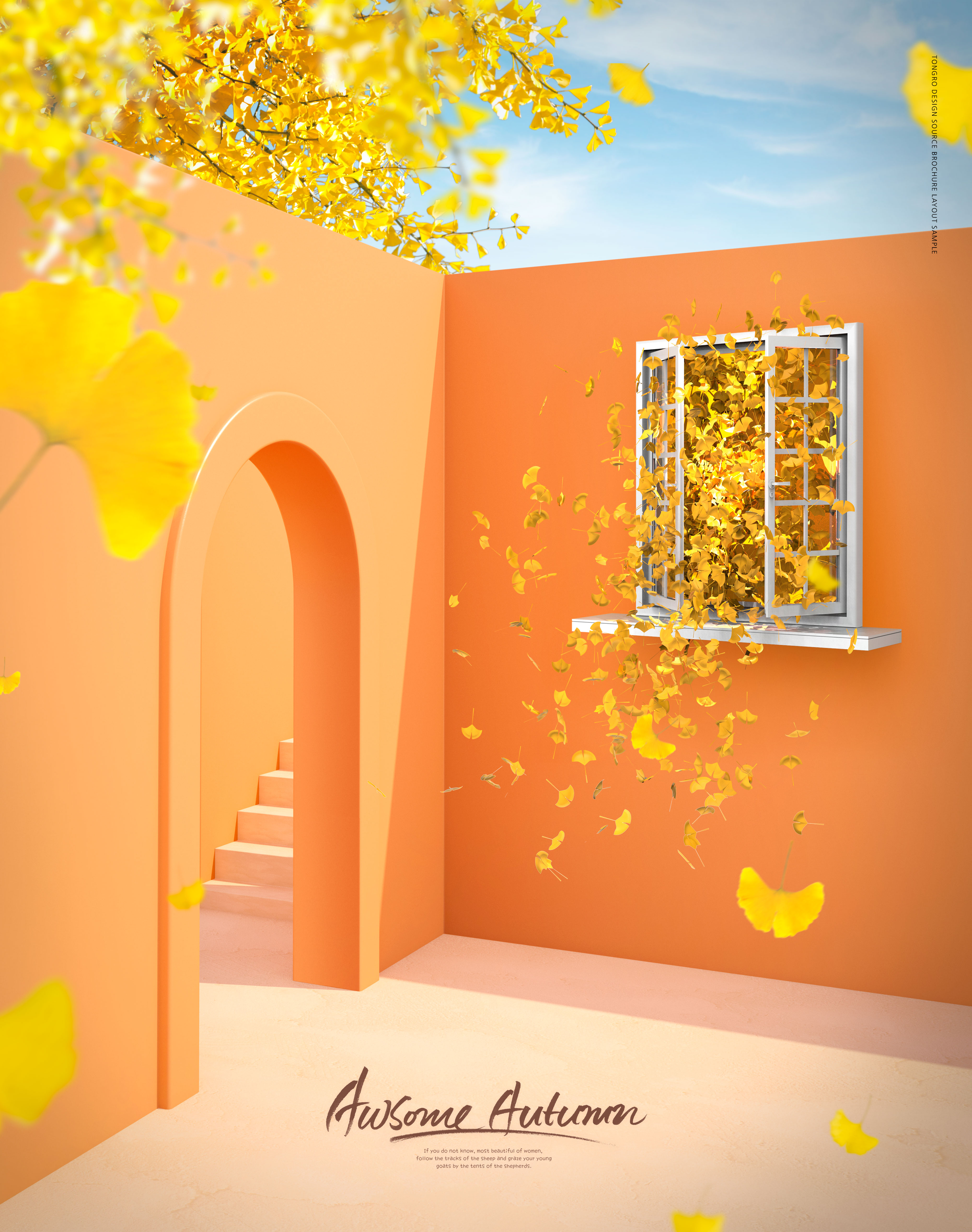 金秋落叶秋天主题海报图片素材