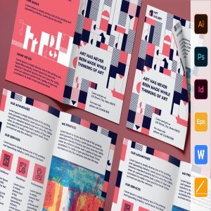 创意艺术工作室宣传传单设计模板 Art Gallery Brochure Bifold