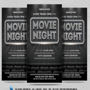 电影宣传海报传单模板  Movie Night Flyer