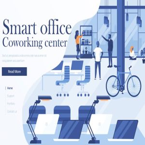 智能办公协同扁平化现代设计概念插画 Flat Modern design Illustration of Coworking