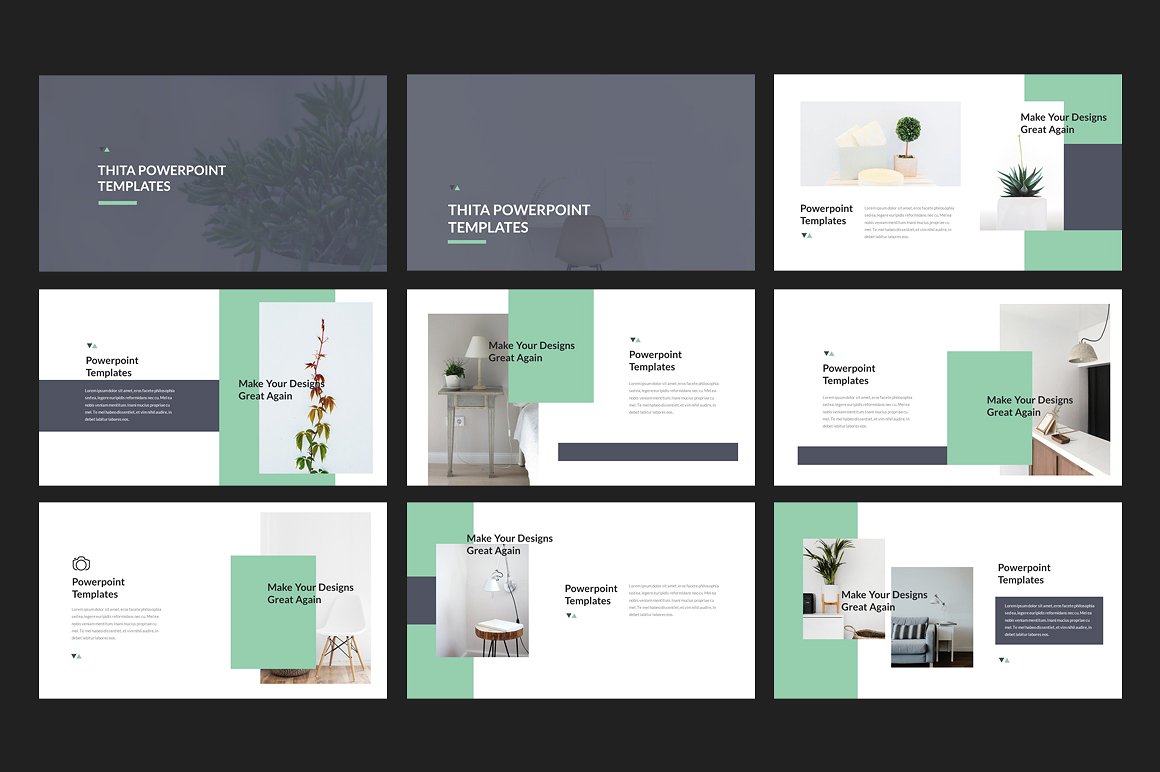 创意极简图文内容的演示模板下载 Thita Lookbook Powerpoint Templates [pptx]