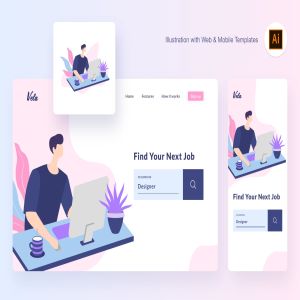 工作场景矢量概念插画素材[AI&SVG] Vela working illustration (Illustrator, SVG)