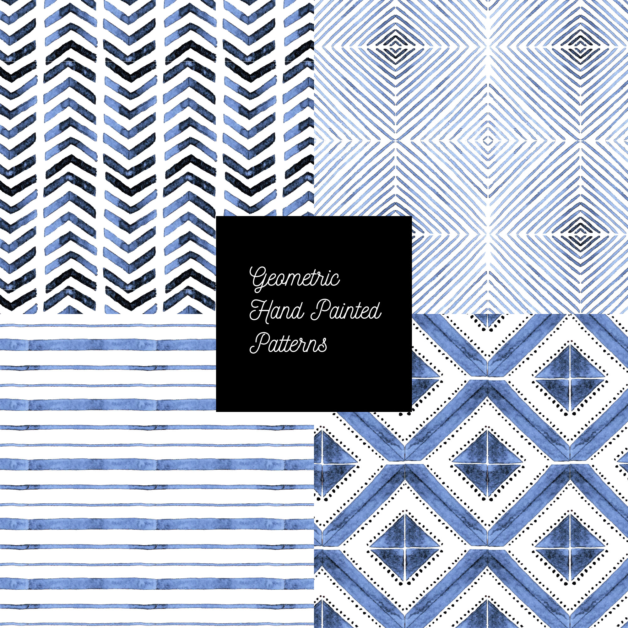 无缝手绘几何图案背景素材 Seamless Geometric Hand Painted Patterns