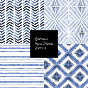 无缝手绘几何图案背景素材 Seamless Geometric Hand Painted Patterns