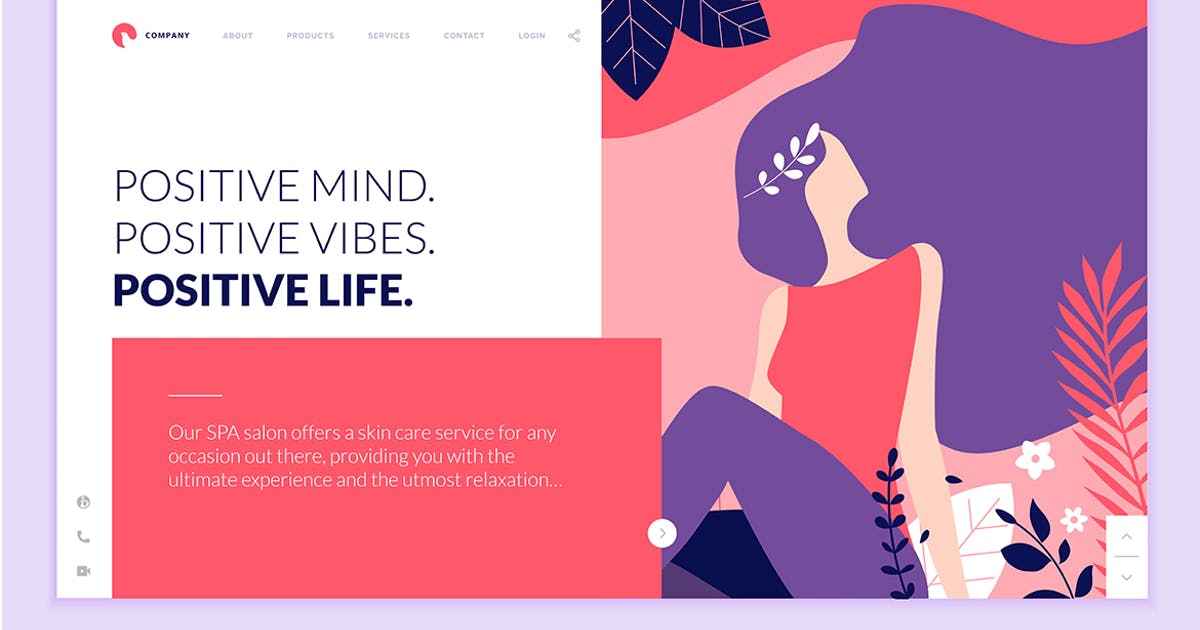 高端优雅时尚女性品牌网站设计矢量概念插画素材 Beauty Web Page Design Template