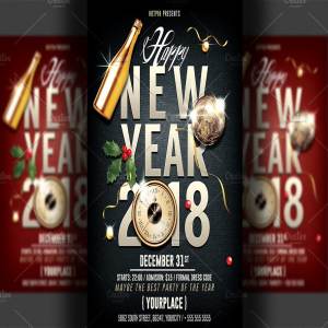 新年/元旦活动派对传单模板 New Year Party Flyer Template