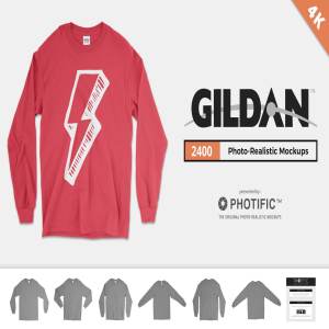 长袖圆领T恤样机 Gildan 2400 Long Sleeve Mockups