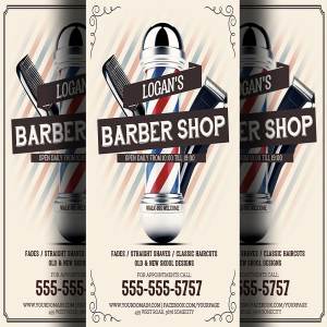 理发店美发沙龙传单模板 Barber Shop Flyer Template 2