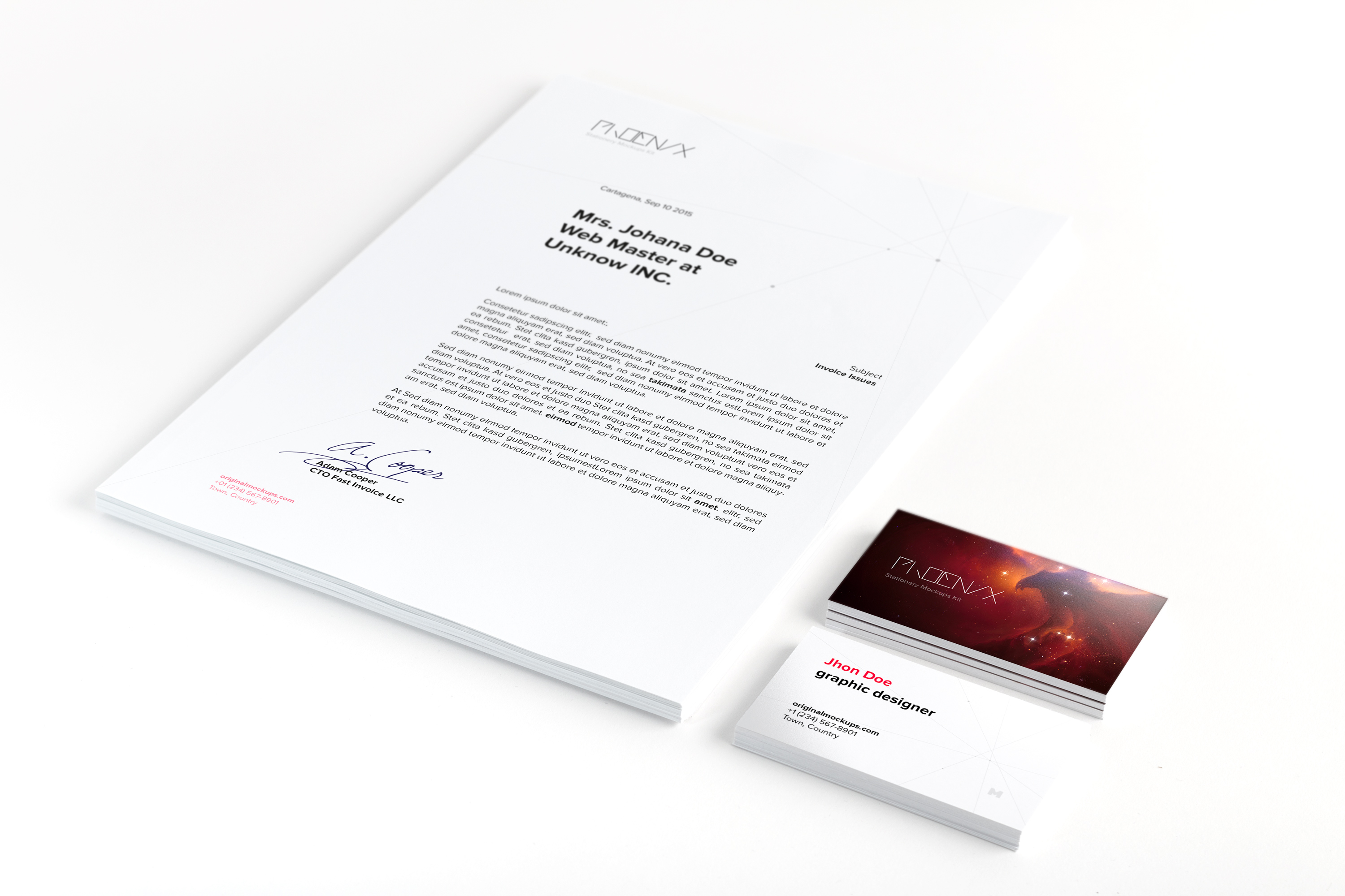 A4信纸信头＆名片设计印刷效果图样机01 A4 and Business Cards Mockup 01