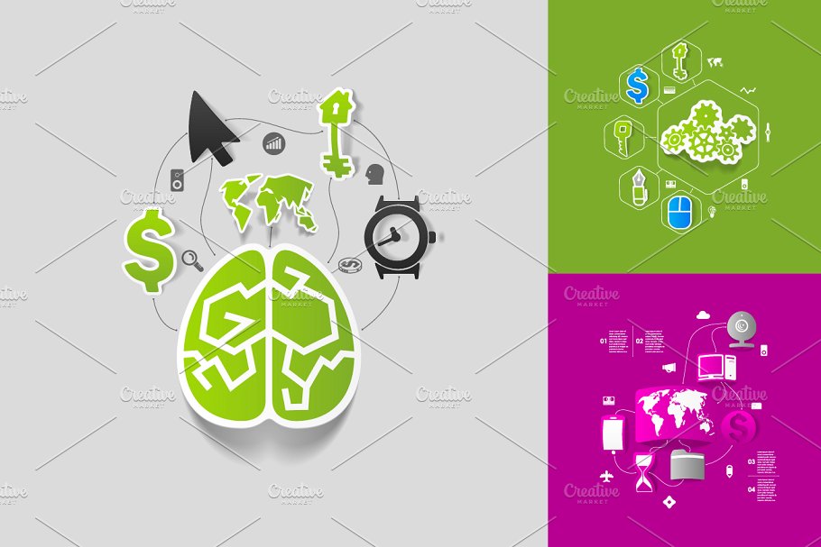 9个商业信息图形贴纸矢量图 9 business sticker infographics