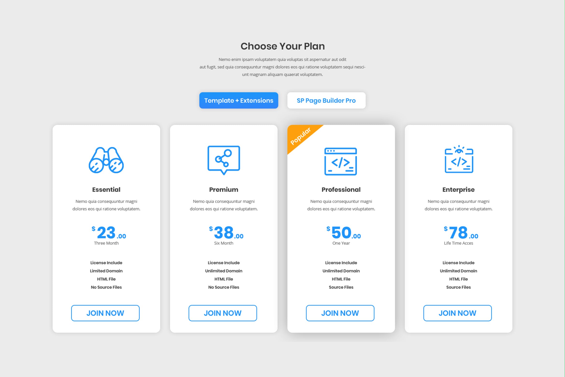 多类型软件授权价格表单UI设计模板 Pricing Table