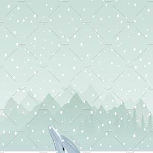 雪天冰洞里的海豚矢量图 Dolphin in an ice-hole