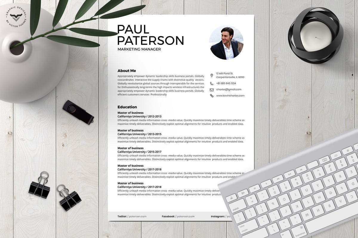 市场营销经理应聘简历模板下载 Corporate CV Template