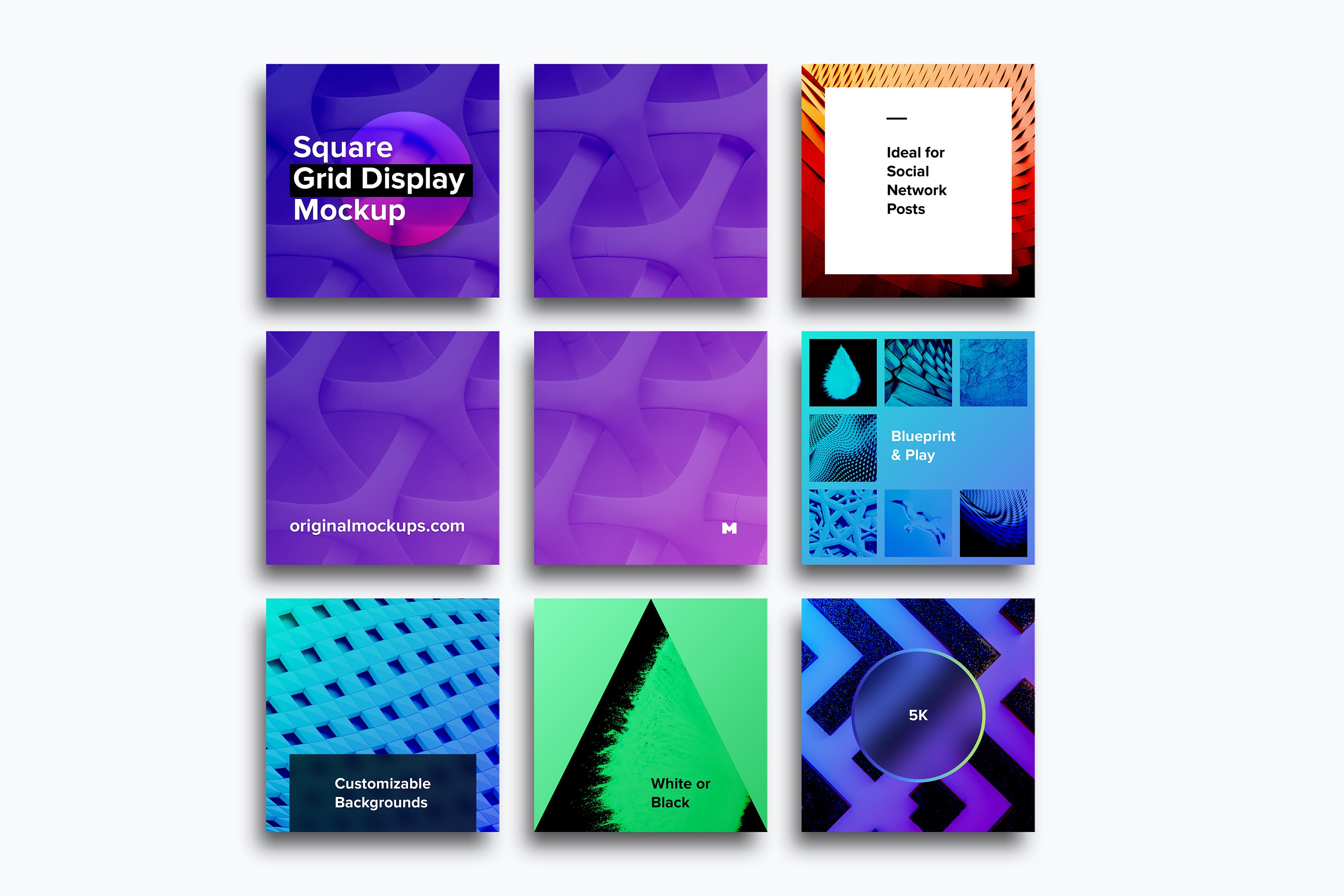 方形网格设计预览样机模板 Square Grid Display Mockup
