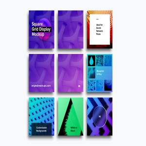 方形网格设计预览样机模板 Square Grid Display Mockup