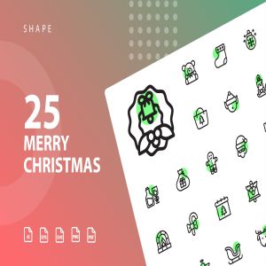 25枚圆点装饰圣诞主题线性图标素材 Merry Christmas Shape