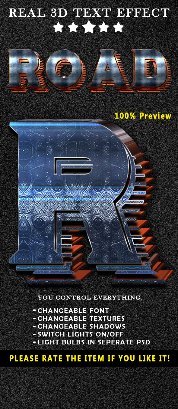 真实3D文字效果的PS图层样式下载 Real 3D Text Effects [psd]