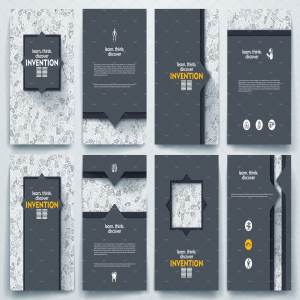 涂鸦背景发明主题小册子模板 Invention doodle brochures.