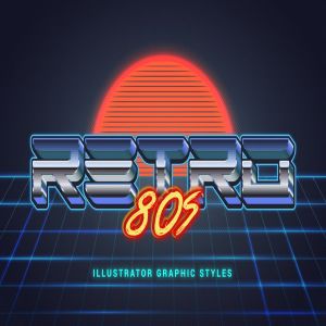 80年代复古插画风格PS字体样式 for AI 80s Retro Illustrator Styles