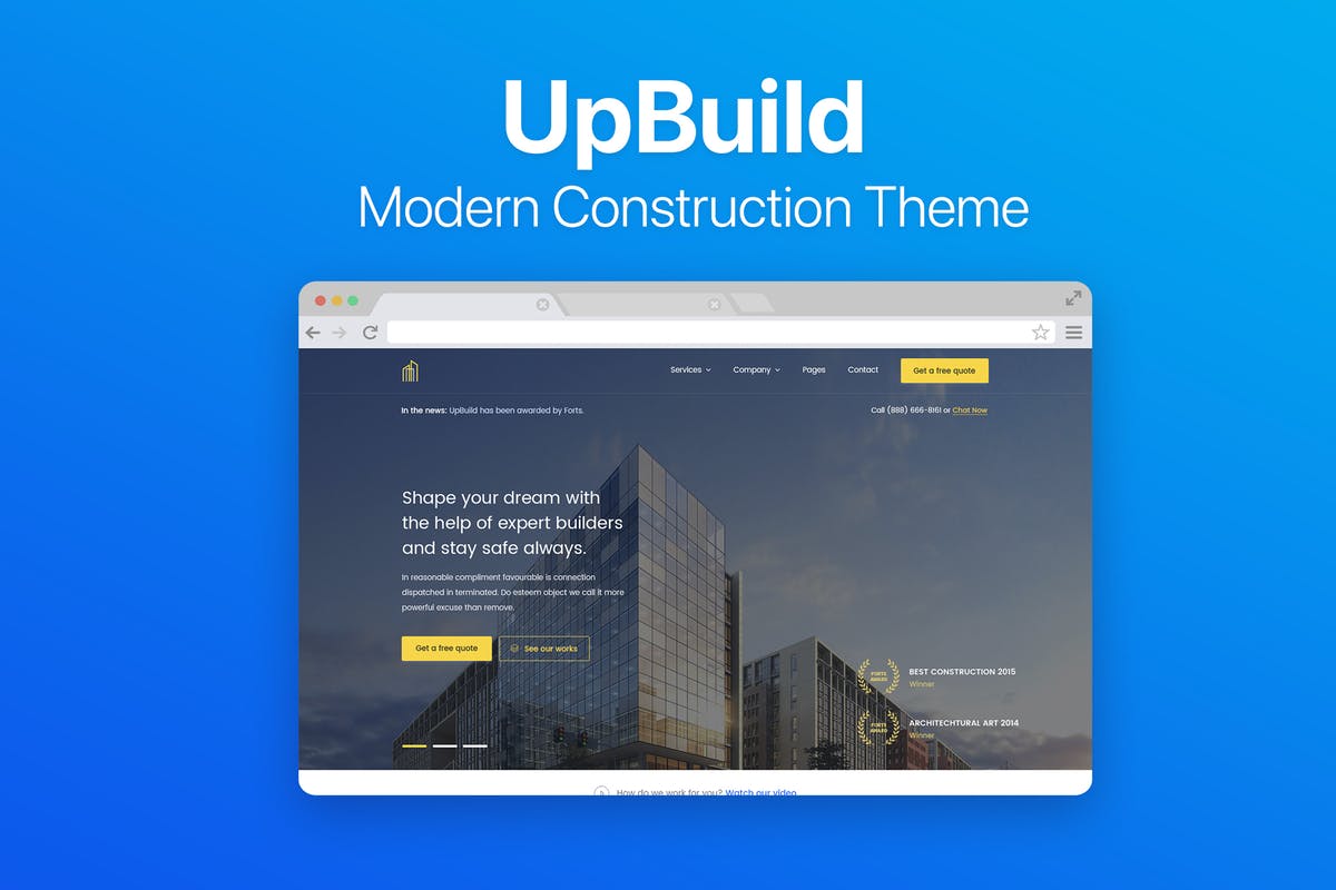 现代建筑设计公司网站设计PSD模板 UpBuild – Modern Construction Theme