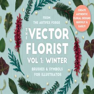 圣诞节矢量花卉AI笔刷 The Vector Florist – Brushes: Winter