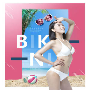 夏季海滩聚会性感比基尼主题海报设计