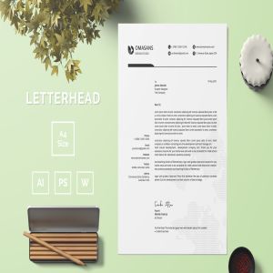 现代设计风格公开信/推荐信企业信纸设计模板03 Letterhead Template 03插图1