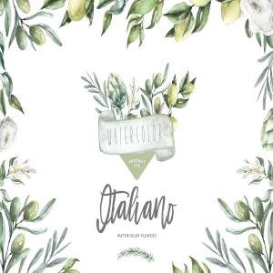 意大利花园花卉水彩剪贴画 Watercolor Italian Garden