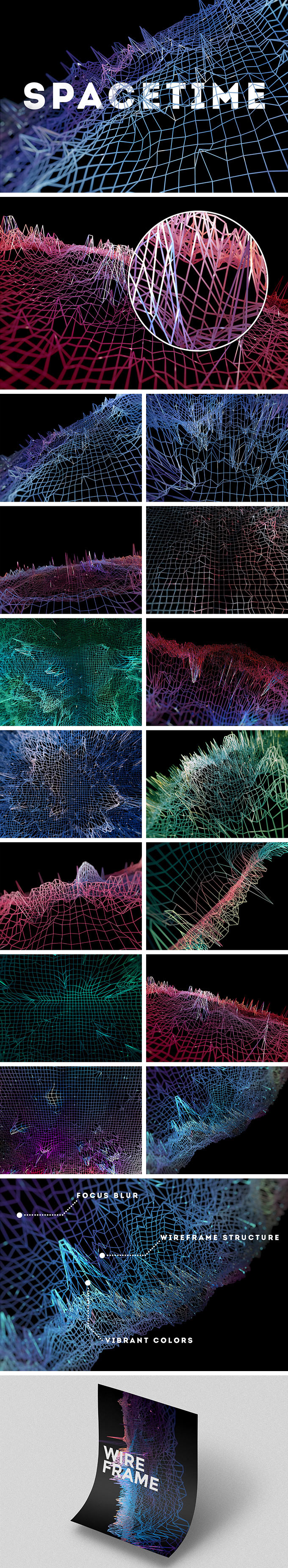 超高清时空抽象主题线框背景图集 Spacetime Abstract Wireframe Backgrounds