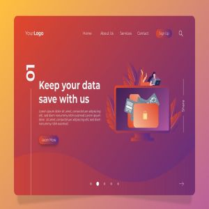 数据储存概念插画Banner设计＆着陆页模板 Data – Banner & Landing Page