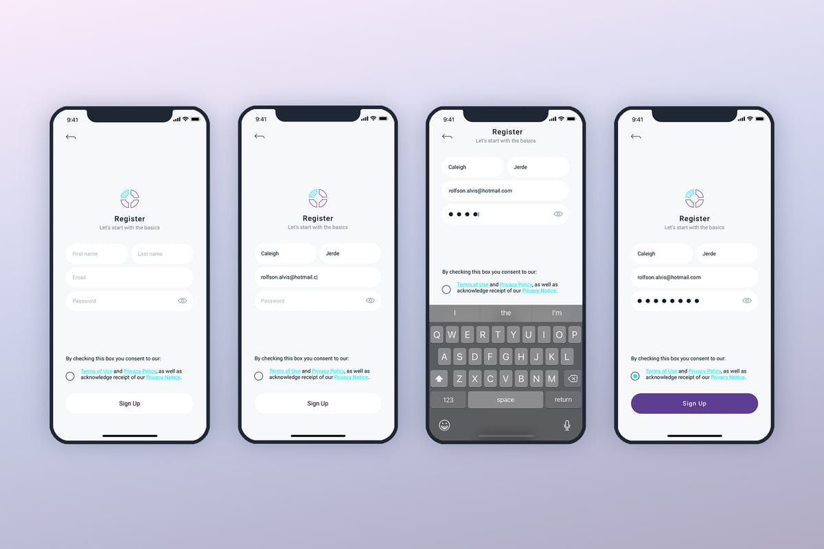 极简设计风格APP登陆页面UI设计模板 SignIn SignUp Mobile Ui – FP