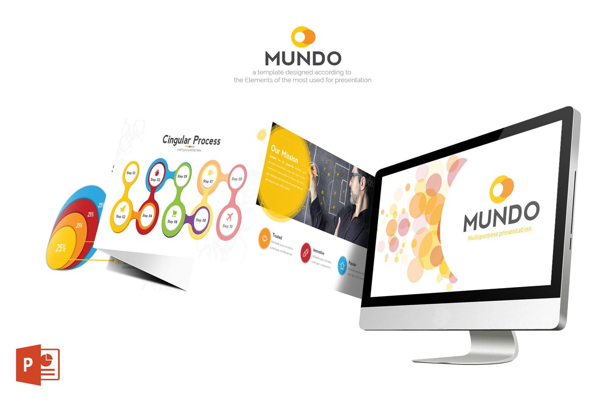 企业项目数据统计分析PPT模板 Mundo Powerpoint Template