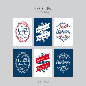 文字徽标图案圣诞节贺卡矢量设计模板v2 Christmas Greeting Card Vector Set