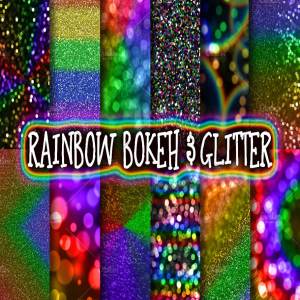 彩虹散景和闪耀背景素材 Rainbow Bokeh & Glitter Backgrounds