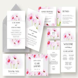 花卉婚礼邀请函套装 Cosmos Flower Wedding Suite