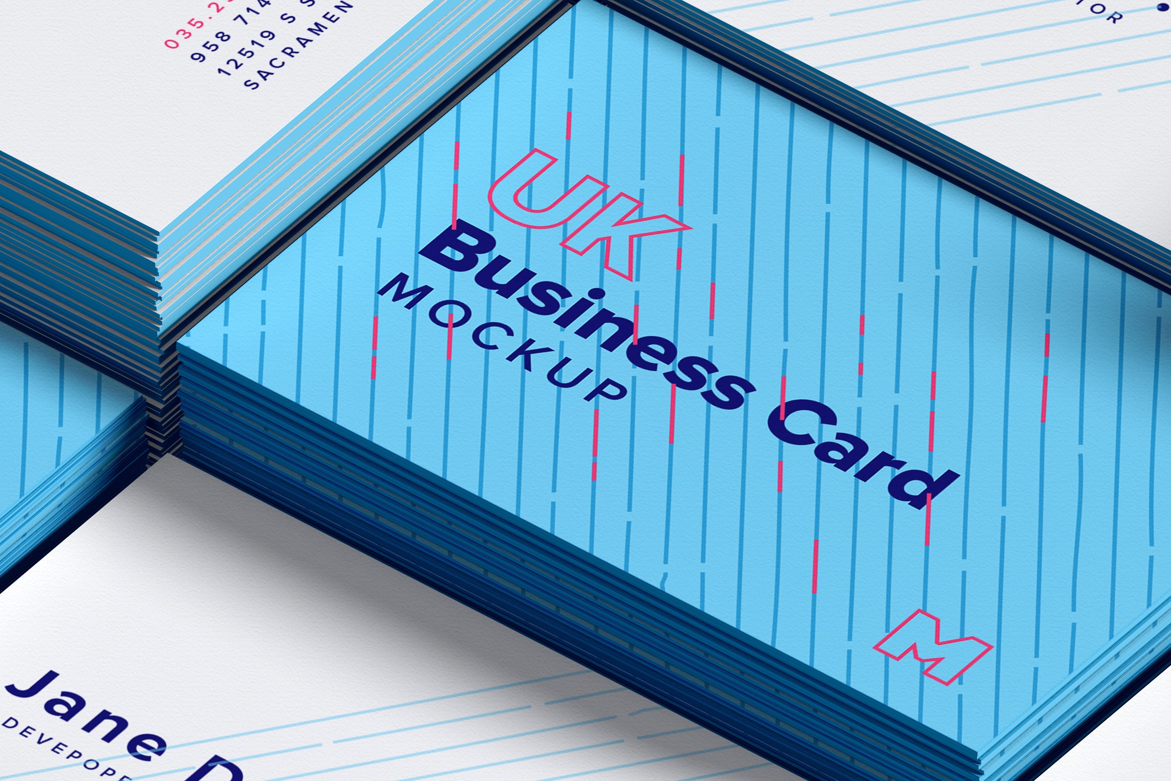 UK标准规格企业＆工作室名片排版设计效果图样机01 UK Business Cards Mockup 01