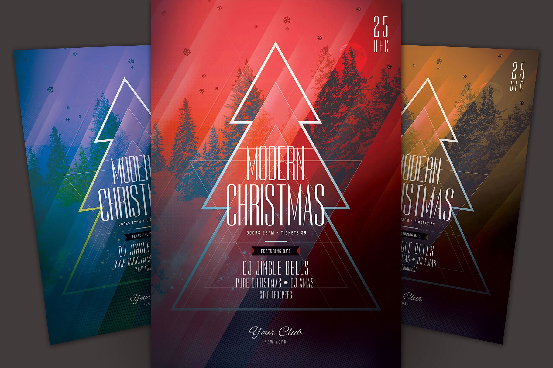 创意现代圣诞节日宣传传单模板 Modern Christmas Flyer Template
