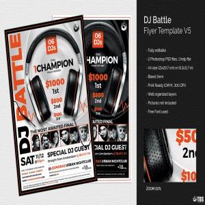 DJ对决盛典海报传单PSD模板v5 DJ Battle Flyer PSD V5