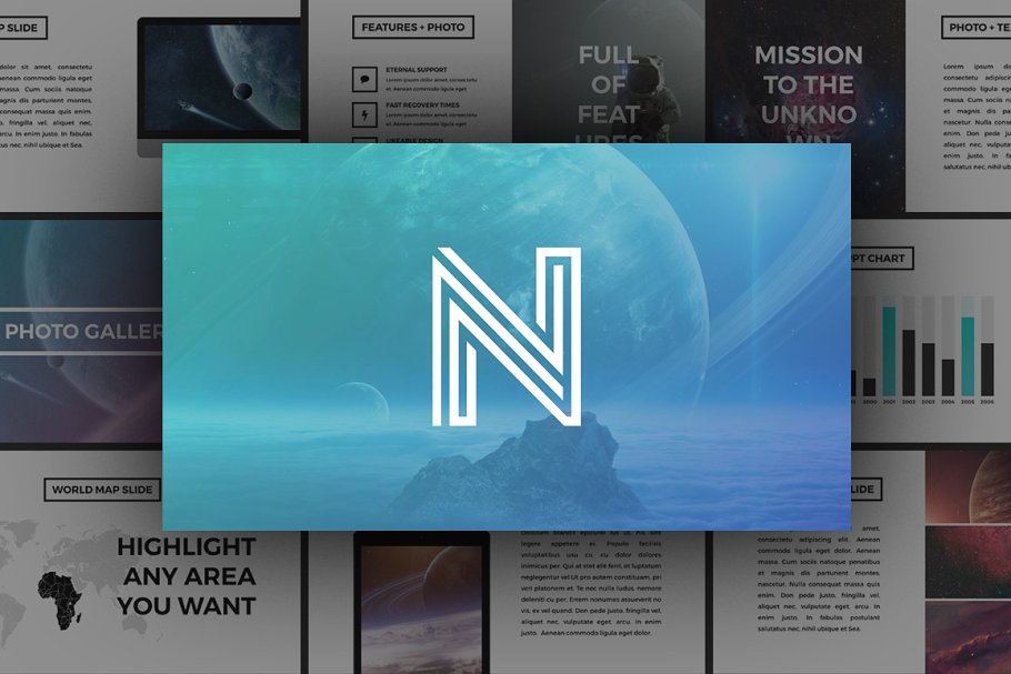 适合大量照片演示的创意 PPT 幻灯片模板 Neptune – Creative Presentation