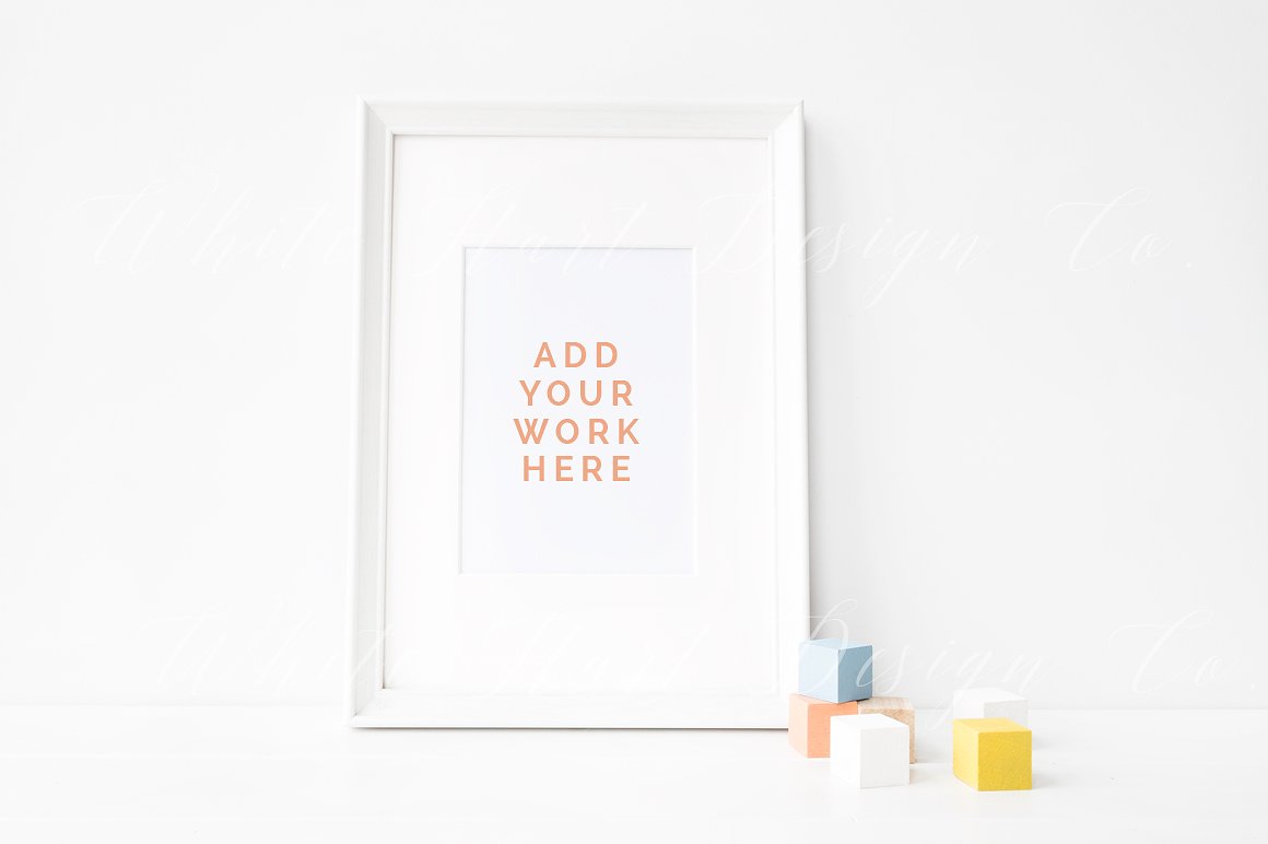 白色木质边框画册相框样机模板 Styled stock photo – Frame mock up