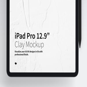 iPad Pro平板电脑屏幕演示正视图样机模板 Clay iPad Pro 12.9” Mockup, Portrait Front View插图3