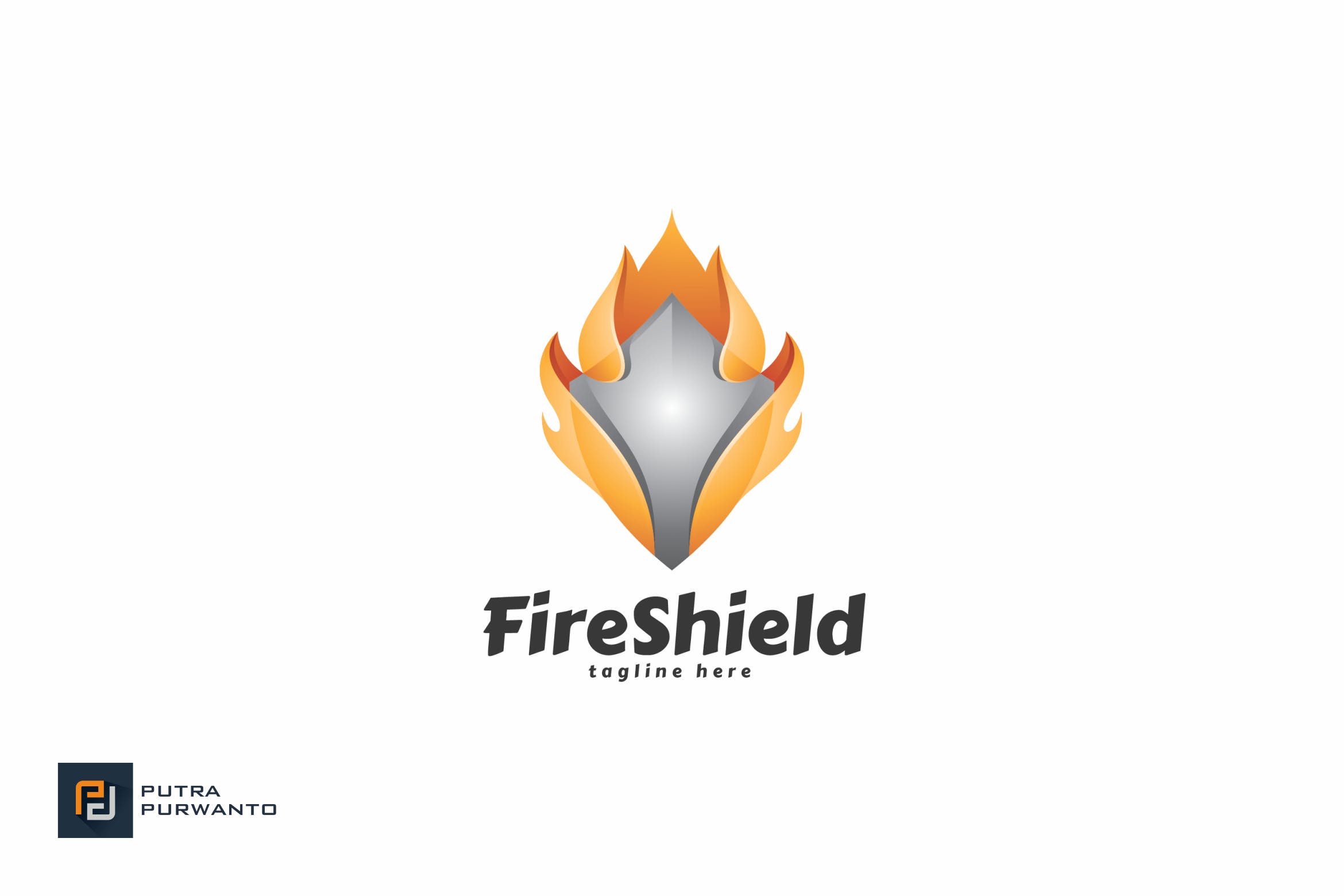火焰盾牌图形安防品牌商标Logo设计模板 Fire Shield – Logo Template