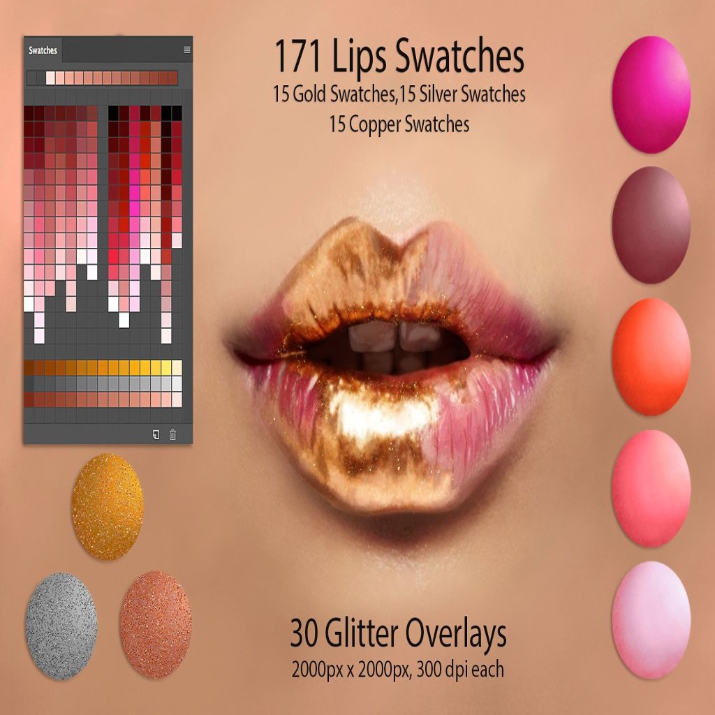 数码绘画唇彩PS调色板 Lips Swatches for Digital Painting插图
