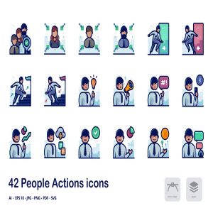 用户行为概念矢量图标合集 People actions detailed filled outline icons