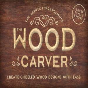 木雕木刻图层样式及木纹背景 The Wood Carver – PS Styles & More插图1