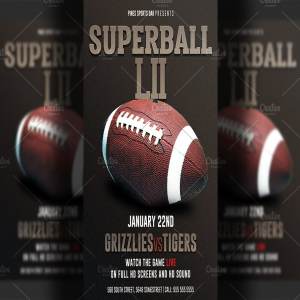 美式足球超级碗传单模板 American Football Super Bowl Flyer