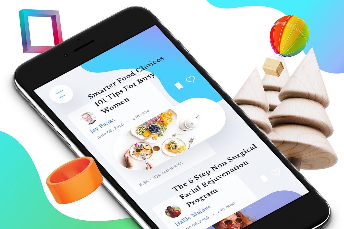 博客主题APP应用界面模板 Blog 7 Mobile Ui